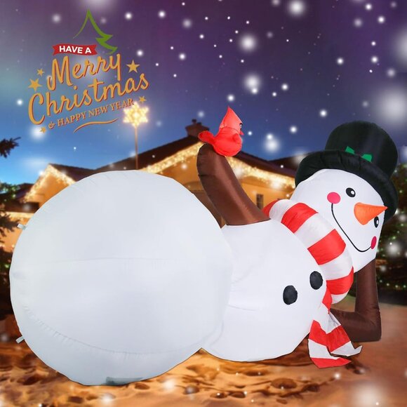⚡10FT Christmas Inflatables Giant Snowman & Red Cardinal Outdoor Decorations - Picture 7 of 7